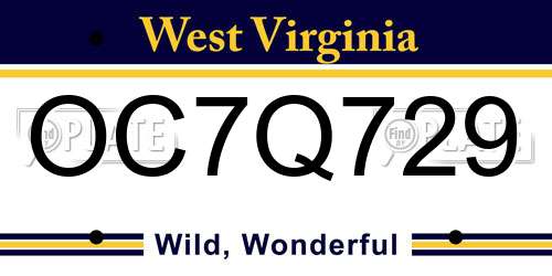 OC7Q729 West Virginia License Plate