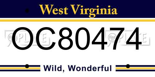 OC80474 West Virginia License Plate