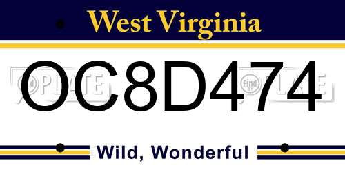 OC8D474 West Virginia License Plate