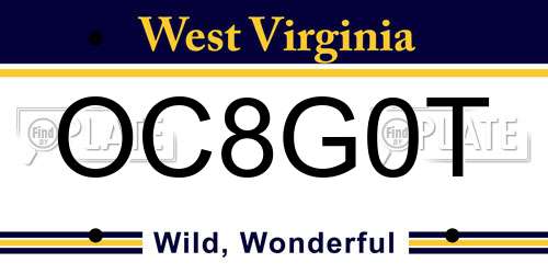 OC8G0T West Virginia License Plate