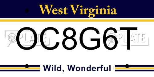 OC8G6T West Virginia License Plate