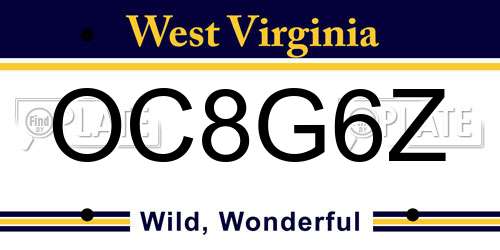 OC8G6Z West Virginia License Plate