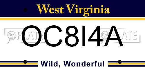 OC8I4A West Virginia License Plate