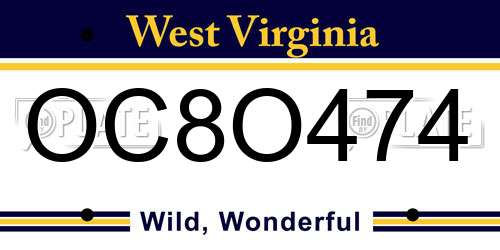 OC8O474 West Virginia License Plate