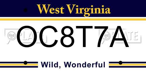 OC8T7A West Virginia License Plate