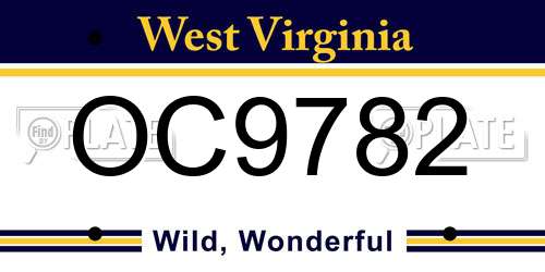 OC9782 West Virginia License Plate
