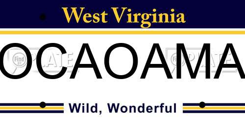 OCAOAMA West Virginia License Plate