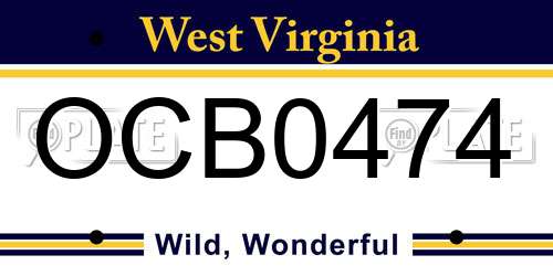 OCB0474 West Virginia License Plate