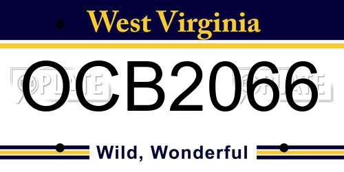 OCB2066 West Virginia License Plate