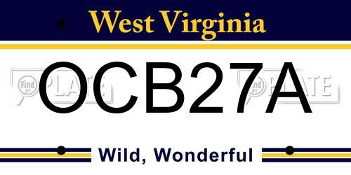 OCB27A West Virginia License Plate
