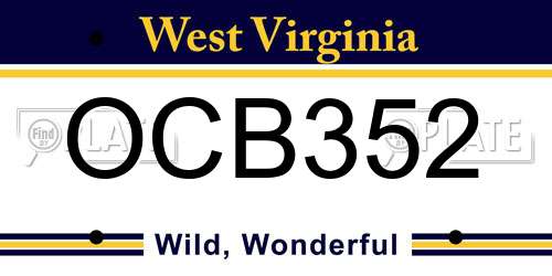 OCB352 West Virginia License Plate