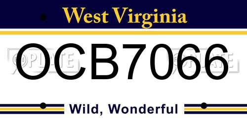 OCB7066 West Virginia License Plate