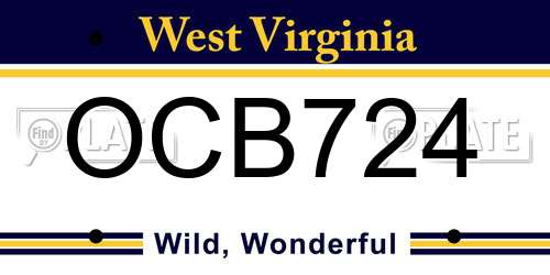 OCB724 West Virginia License Plate