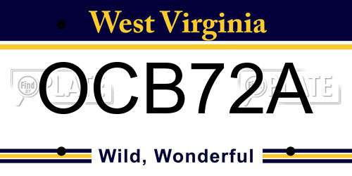 OCB72A West Virginia License Plate