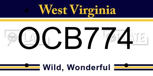 OCB774 West Virginia License Plate