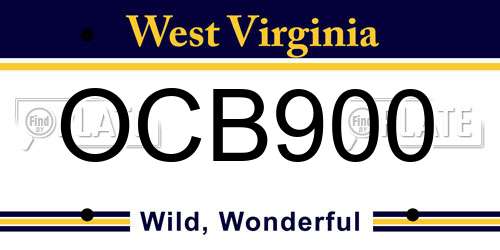 OCB900 West Virginia License Plate