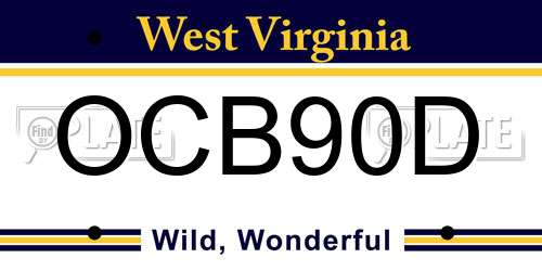 OCB90D West Virginia License Plate
