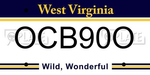 OCB90O West Virginia License Plate