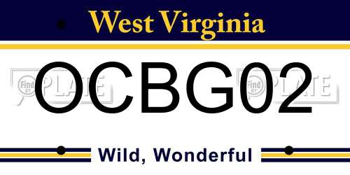 OCBG02 West Virginia License Plate
