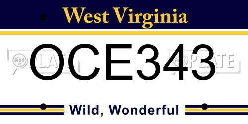 OCE343 West Virginia License Plate
