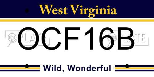 OCF16B West Virginia License Plate
