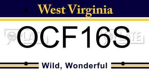 OCF16S West Virginia License Plate