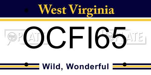 OCFI65 West Virginia License Plate