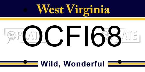 OCFI68 West Virginia License Plate