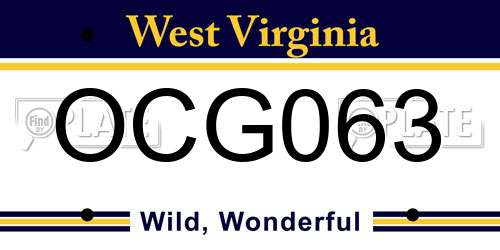 OCG063 West Virginia License Plate