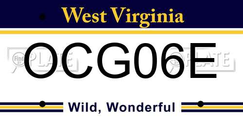 OCG06E West Virginia License Plate