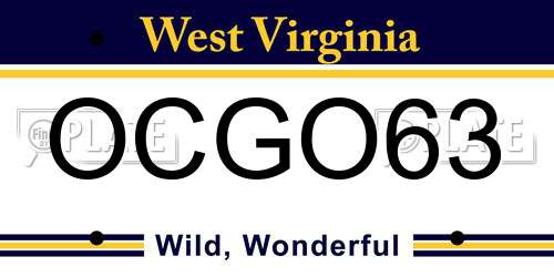 OCGO63 West Virginia License Plate