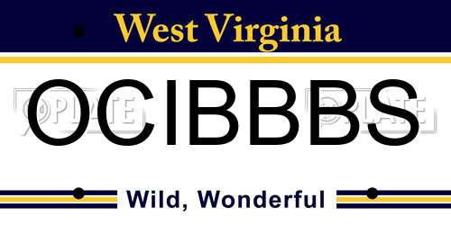 OCIBBBS West Virginia License Plate