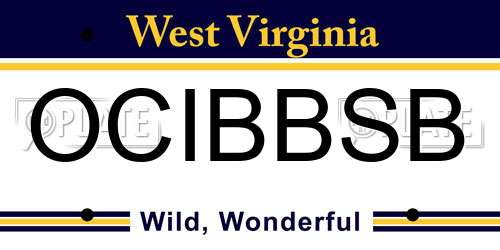 OCIBBSB West Virginia License Plate