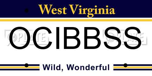 OCIBBSS West Virginia License Plate