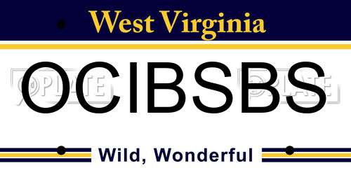 OCIBSBS West Virginia License Plate