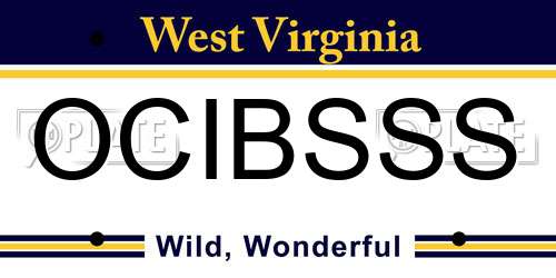 OCIBSSS West Virginia License Plate