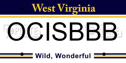OCISBBB West Virginia License Plate
