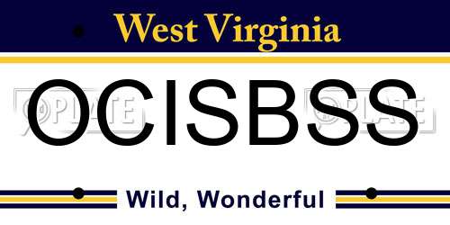 OCISBSS West Virginia License Plate