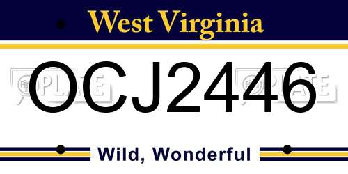 OCJ2446 West Virginia License Plate