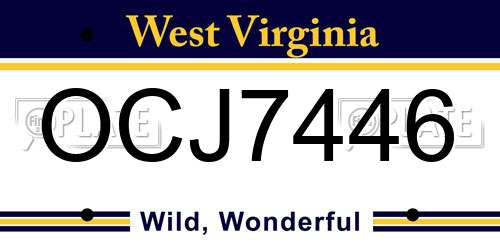 OCJ7446 West Virginia License Plate