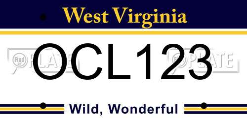 OCL123 West Virginia License Plate