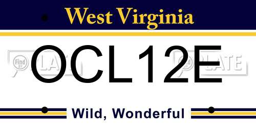 OCL12E West Virginia License Plate