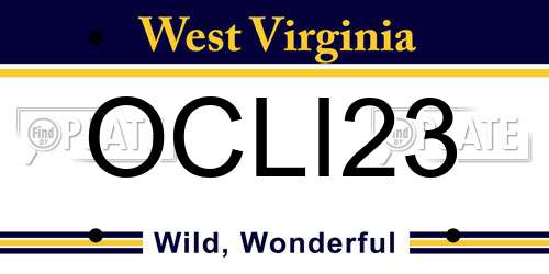 OCLI23 West Virginia License Plate