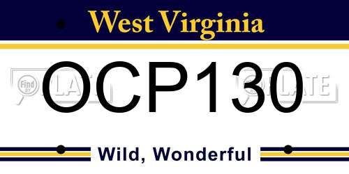 OCP130 West Virginia License Plate