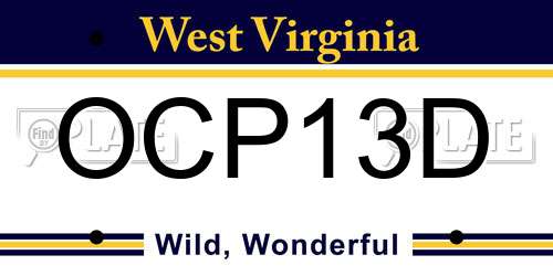 OCP13D West Virginia License Plate
