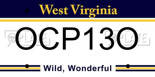 OCP13O West Virginia License Plate