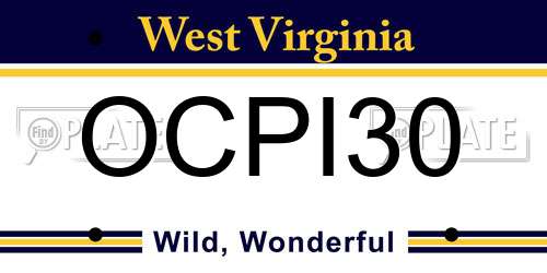 OCPI30 West Virginia License Plate