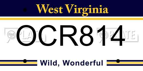 OCR814 West Virginia License Plate
