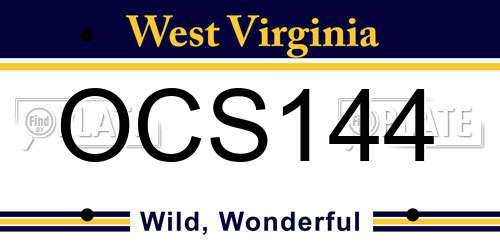 OCS144 West Virginia License Plate