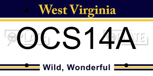 OCS14A West Virginia License Plate